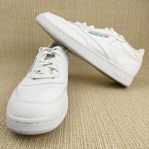 Reebok Sneakers Unisex Mens 9.5 Womens 11 White Green Club C 85 Logo